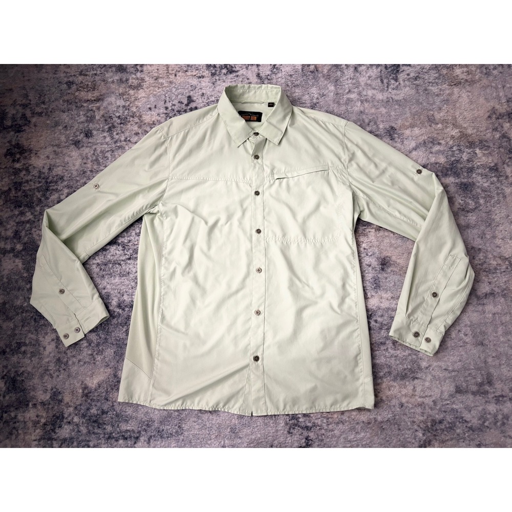 Orvis Mens Long Sleeve Shirt Trout Bum Performance Fishing Light Green Size M